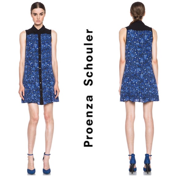 NEW Proenza Schouler Silk Microprint Shirt Dress - Picture 4 of 16